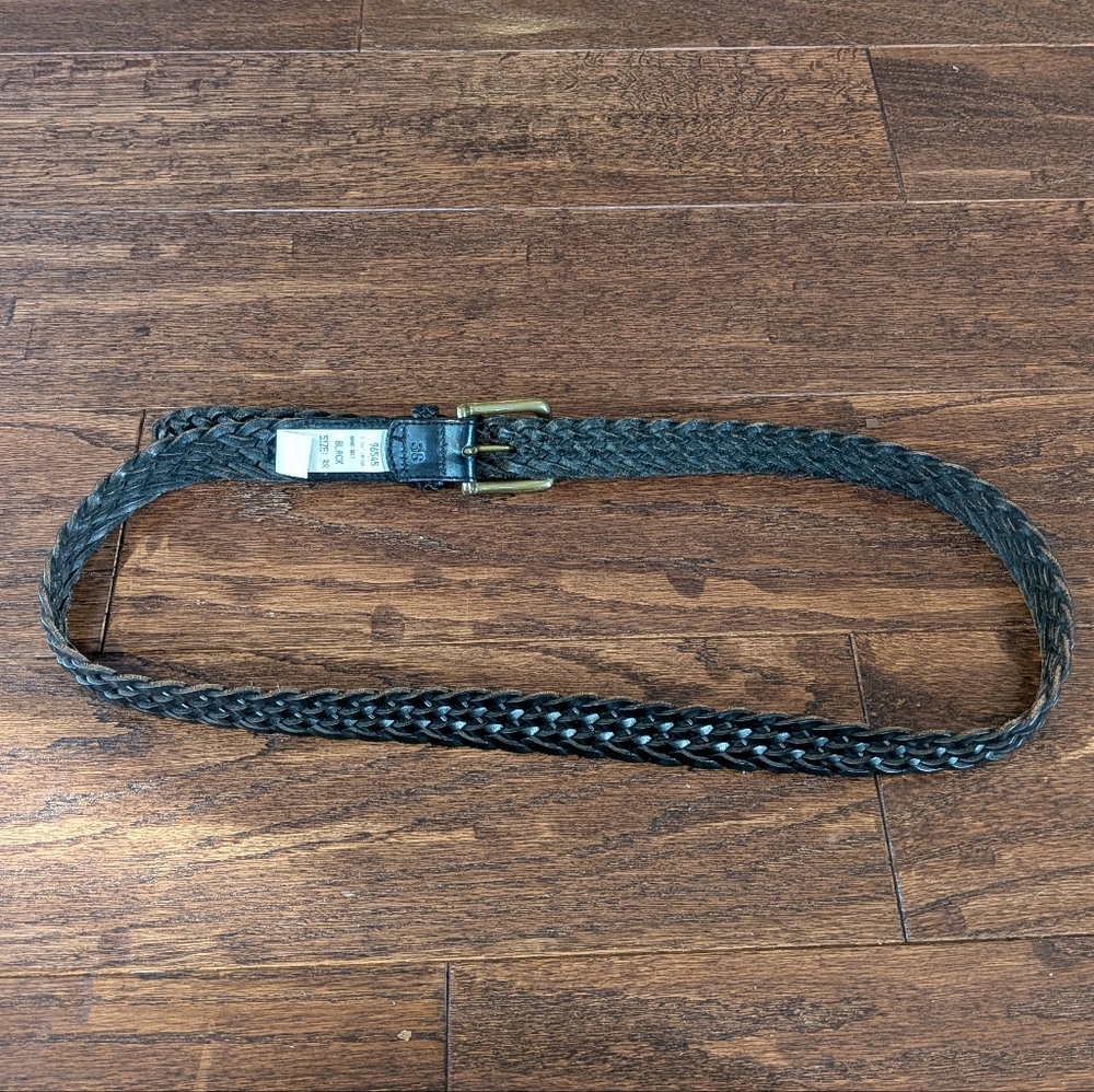 Red Wing Shoes Black Braided Leather Belt Size 38 - Picture 3 of 5